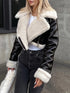 'Josselyn' Faux Fur Cropped Leather Jacket - Celes Fashion